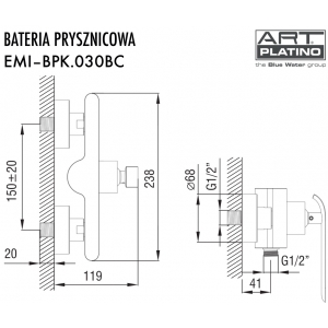 Bateria prysznicowa EMIRA EMI-BPK.030BC