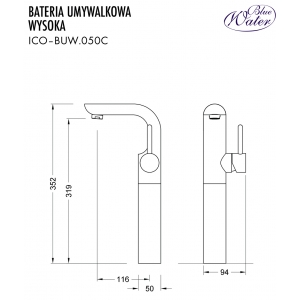 Bateria umywalkowa wysoka ICONA ICO-BUW.050C