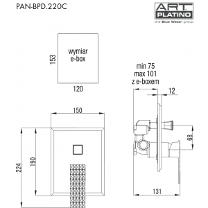 Bateria łazienkowa podtynkowa PANAMA PAN-BPD.220C