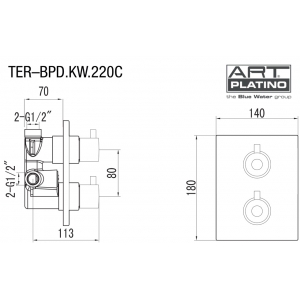 Bateria termostatyczna podtynkowa z przełącznikiem TER–BPD.KW.220C
