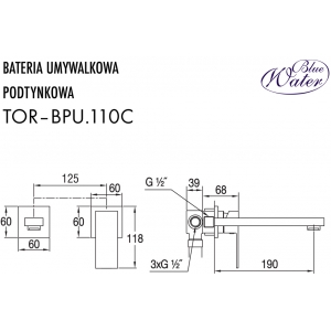 Bateria umywalkowa podtynkowa TORONTO TOR-BPU.110C