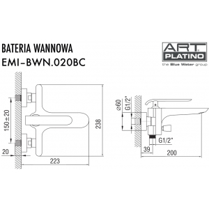 Bateria wannowa EMIRA EMI-BWN.020C CHROM
